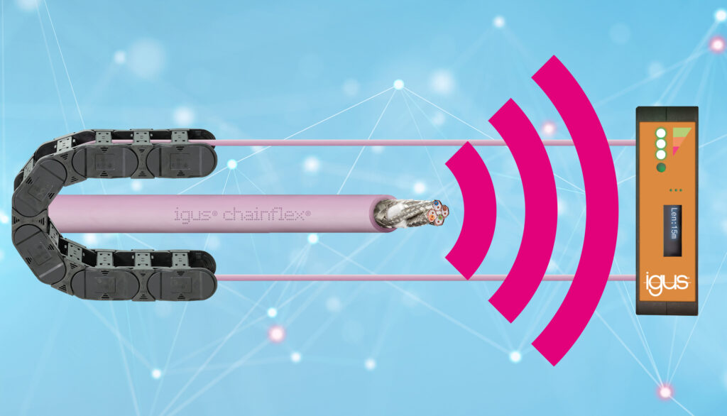 Das Modul i.Sense CF.D erkennt den gestressten Bereich einer Leitung frühzeitig und bestimmt die Entfernung zum prognostizierten Risikobereich. Bild: igus GmbH