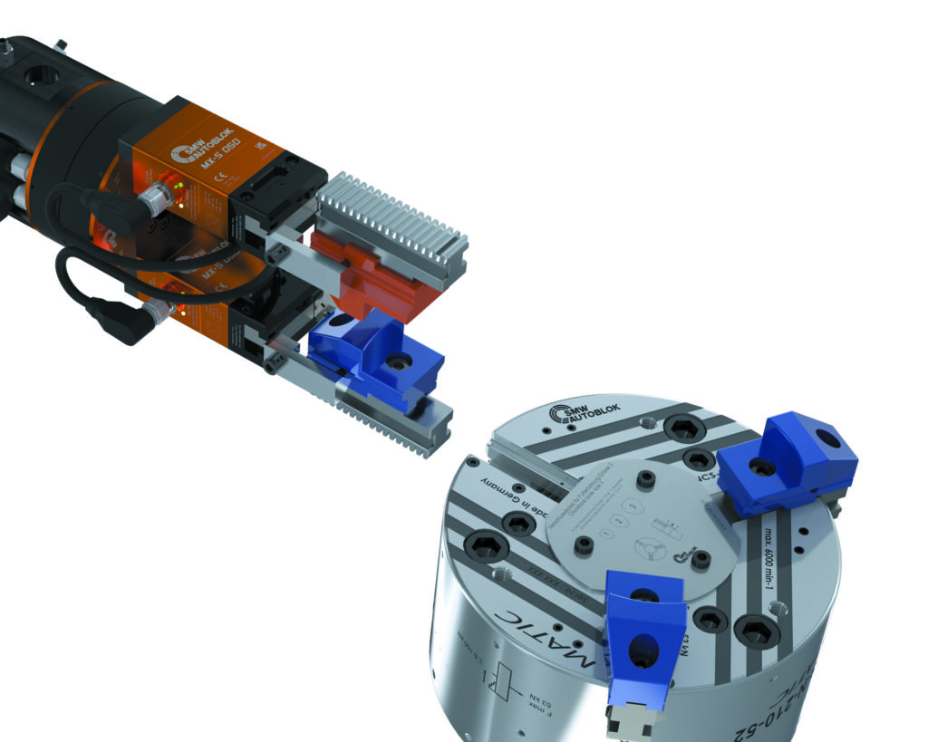 Die mechatronischen Greifsysteme der Produktreihe
Motiact gestalten den Umgang mit Position und Kraft als Hauptvariablen neu. Bild: SMW-Autoblok Spannsysteme GmbH