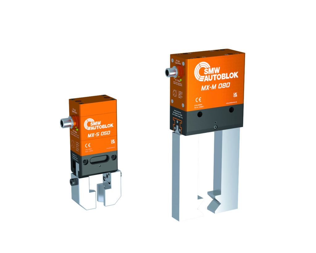 Die Zweifingergreifer MX-S und MX-M bedienen typische Größenanforderungen unterschiedlicher Branchen. Bild: SMW-Autoblok Spannsysteme GmbH