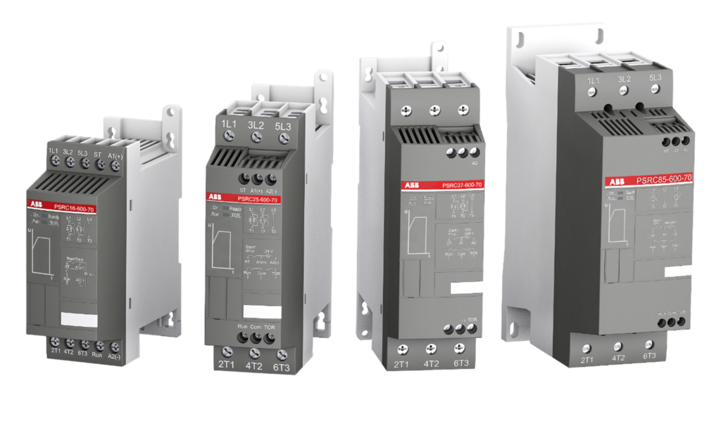 Bild 3 | PSRC-Softstarter Produktfamilie von Ie= 3...105 A, Ue=208?600 V AC, US = 100?240 V AC. Bild: ABB