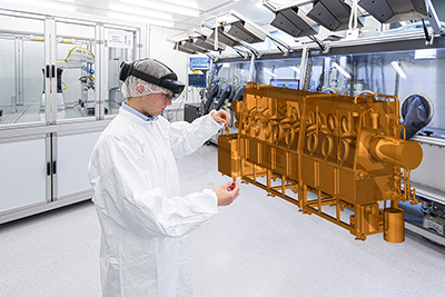 Modell einer Glovebox - Behälter, der gegenüber der Umgebung hermetisch und gasdicht abgeschlossen ist - in HoloLayouts