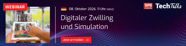 Banner EA TechTalks: Digitaler Zwilling und Simulation für Konstruktion, Inbetriebnahme und Betrieb