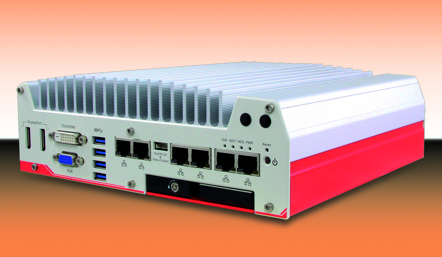 Flacher Box-PC mit sechs GigE-Ports