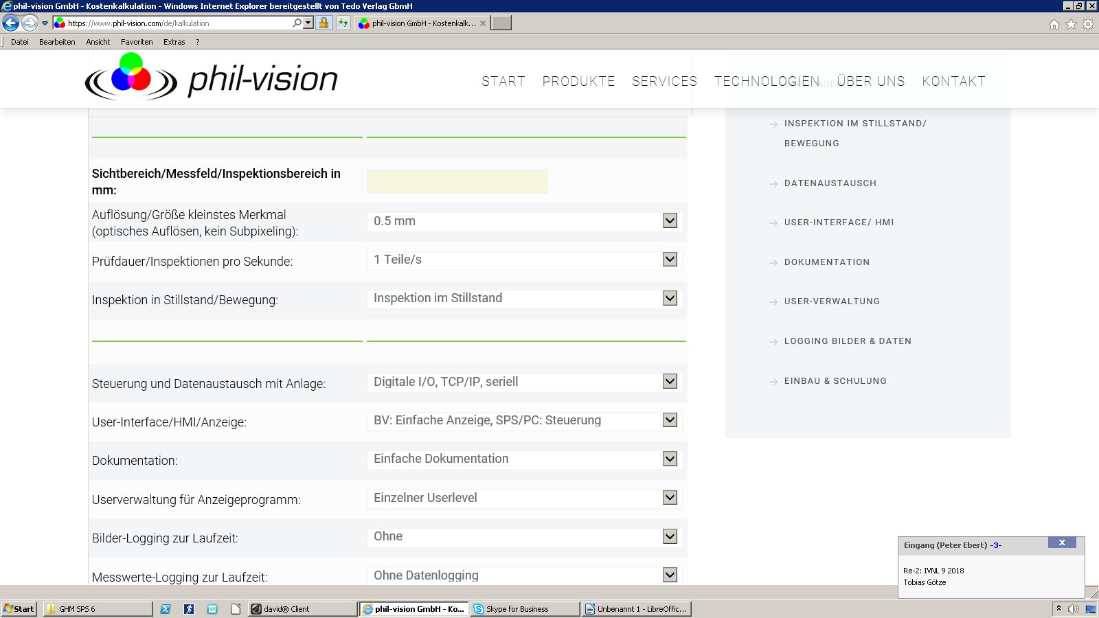 2D-Vision Kosten-Kalkulator