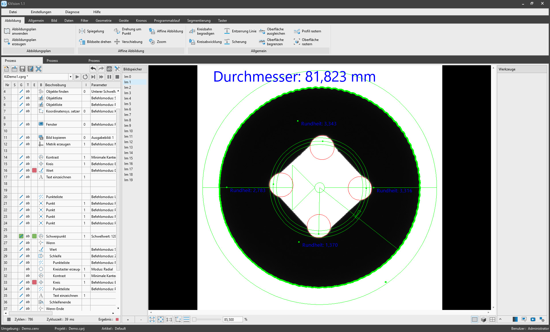 Vision Software für Prüfautomaten