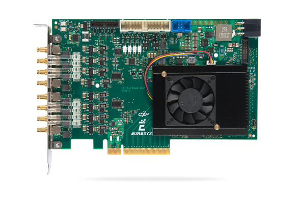 Der Coaxlink Otto Framegrabber erm&ouml;glicht den Anschluss von bis zu acht CoaXPress-Kameras an eine Karte und bietet umfassende Funktionen mit zehn digitalen I/O-Leitungen. 