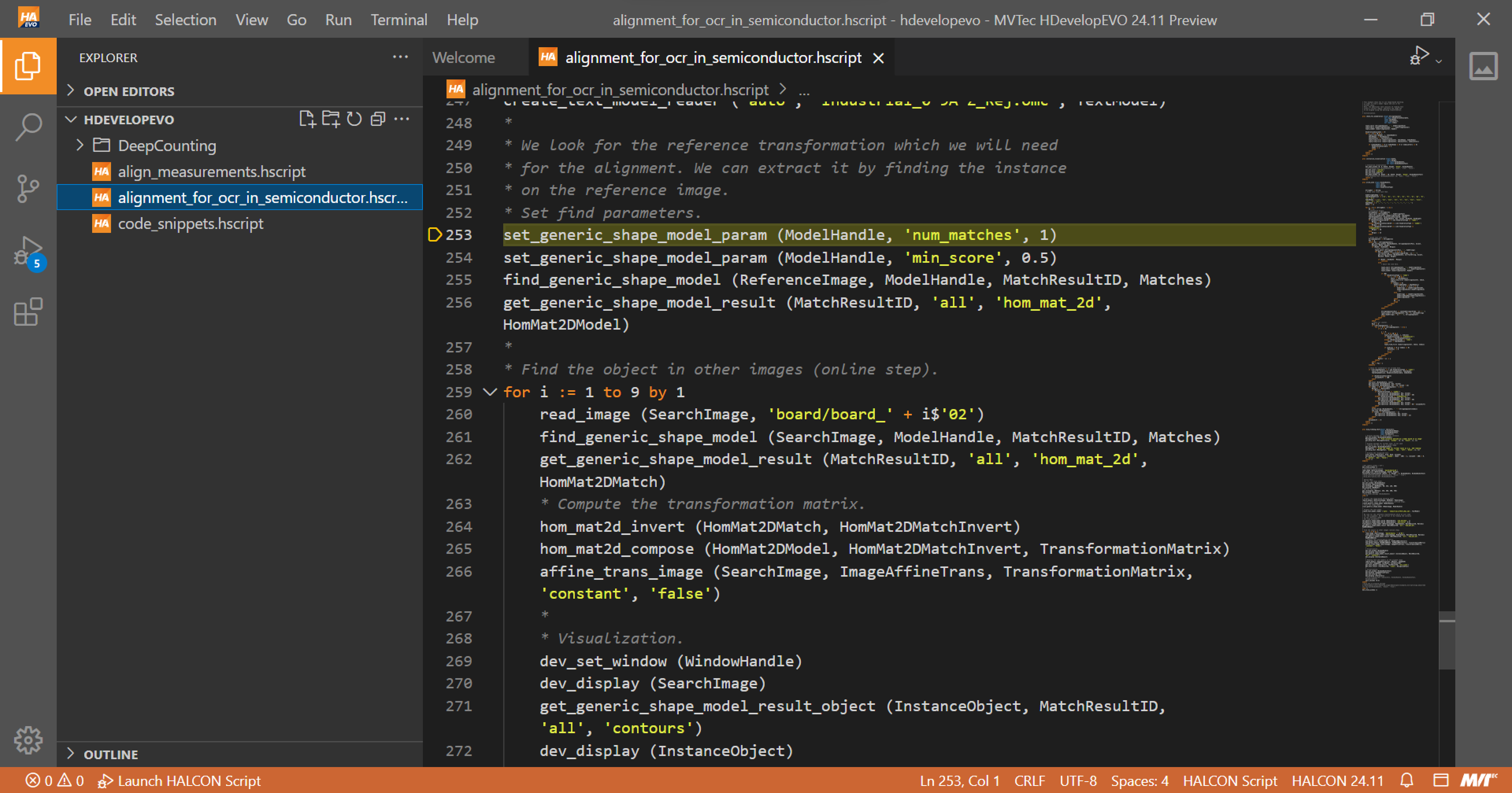 Bild 1 | Der neue Editor von HDevelopEvo bietet eine vertraute Umgebung und alle zeitgemäßen Funktionalitäten einer Entwicklungsumgebung.