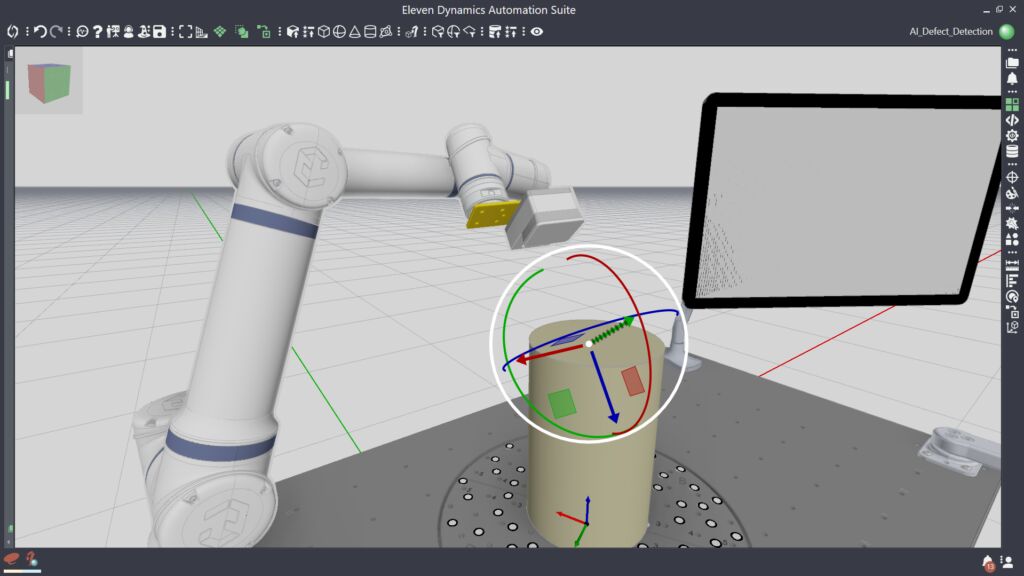 Eleven Dynamics' software plays an important role in the integration of AI cameras for defect detection. The software makes it possible to program and operate robotic inspection systems without extensive coding expertise.