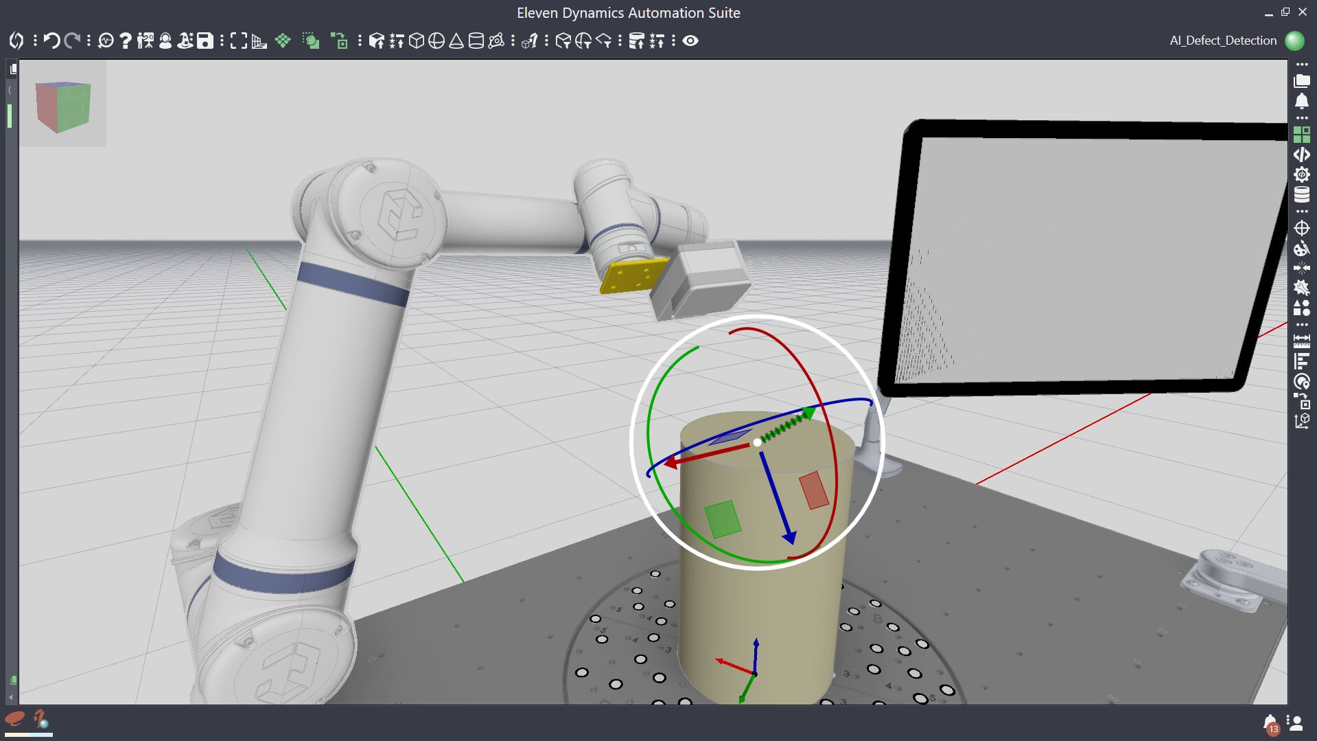 Eleven Dynamics' software plays an important role in the integration of AI cameras for defect detection. The software makes it possible to program and operate robotic inspection systems without extensive coding expertise.