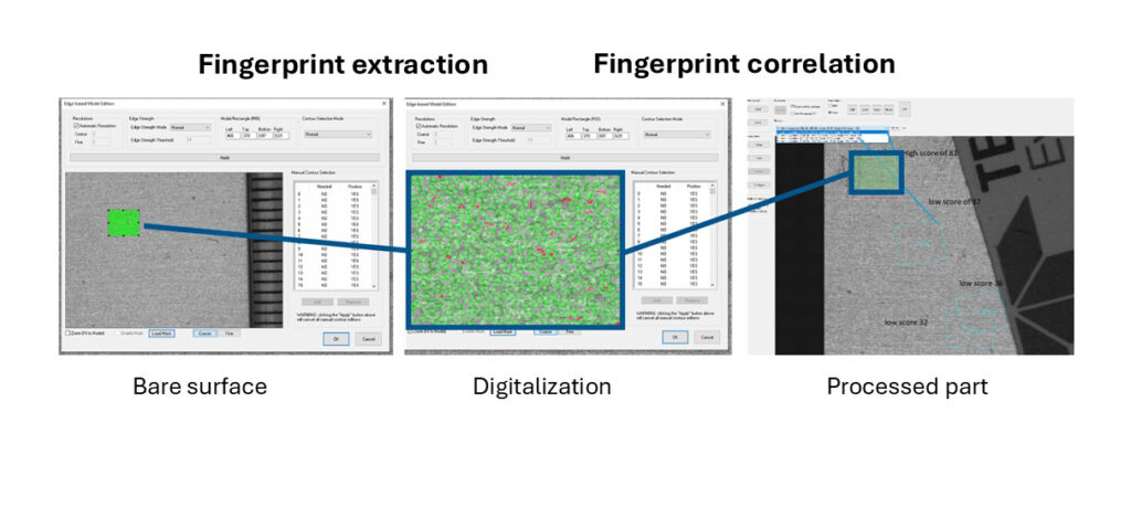 Bild 2 | Jede technische Oberfläche weist individuelle Merkmale auf, die zur Identifikation der Bauteile in späteren Prozessschritten verwendet werden können.