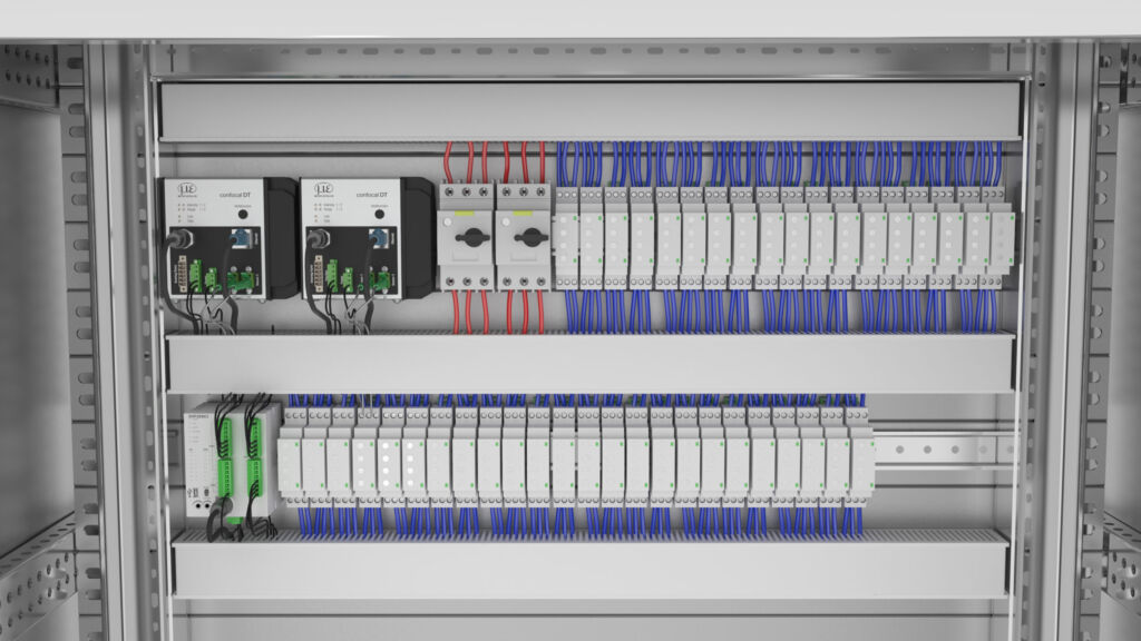 Bild 3 | Dank der kompakten Bauform lassen sich die ConfocalDT IFC2412 und IFC 2417 Controller einfach an einer Hutschiene im Schaltschrank montieren.