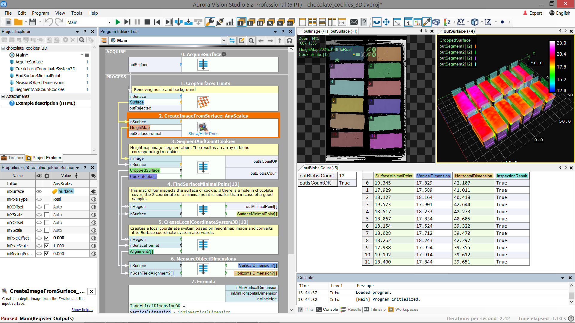 Bild 1 | Die grafische Entwicklungsumgebung von Aurora Vision Studio ermöglicht es, Vision-Anwendungen per Drag&Drop und ohne eine einzige Zeile Programmcode zu erstellen.