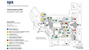 Hallenbelegung der SPS 2026; die meisten Firmen mit Machine Vision im Portfolio sind in den Hallen 4A, 6 und 7A zu finden.