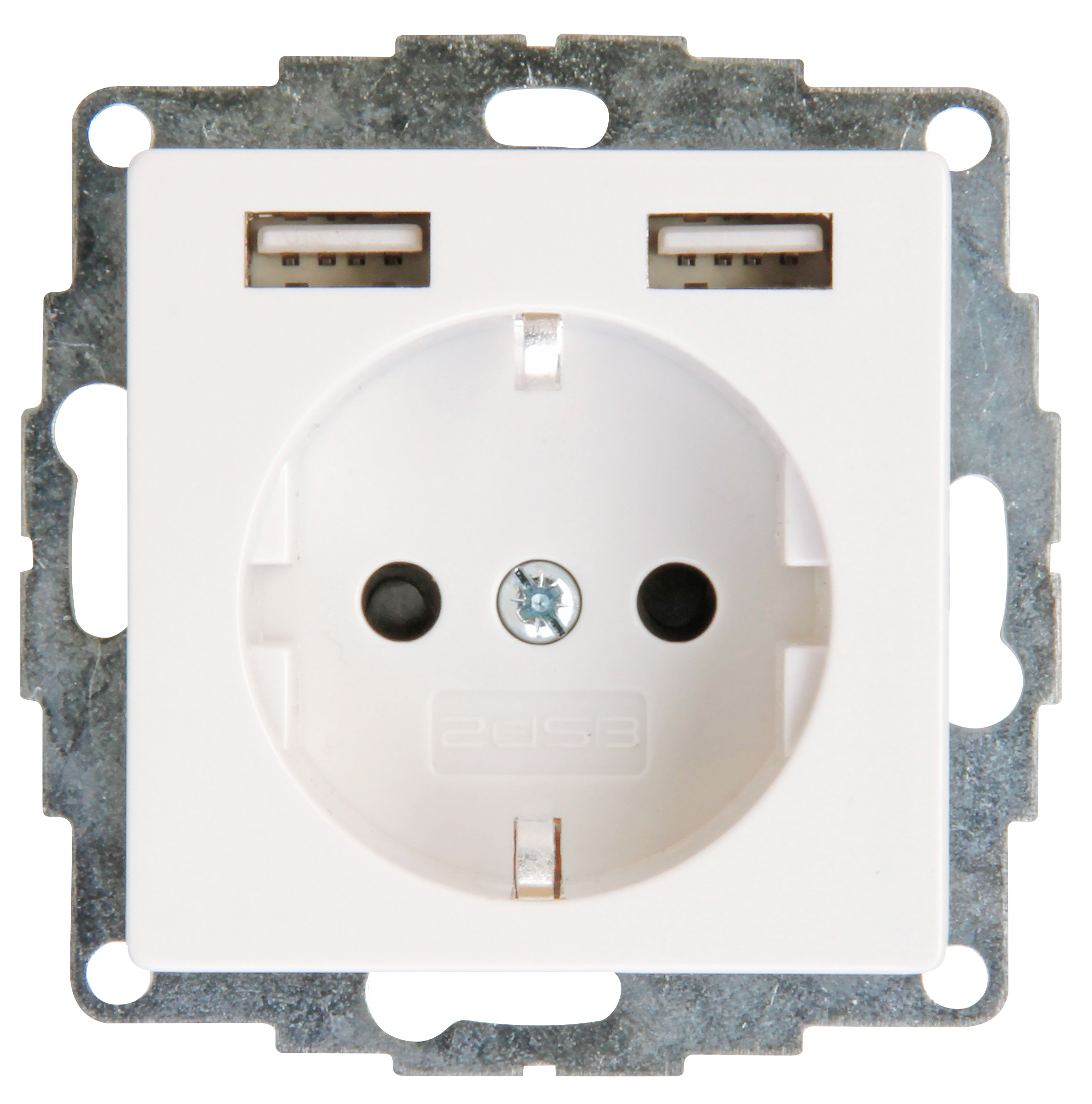 Schutzkontakt-Steckdose mit 2-fach-USB