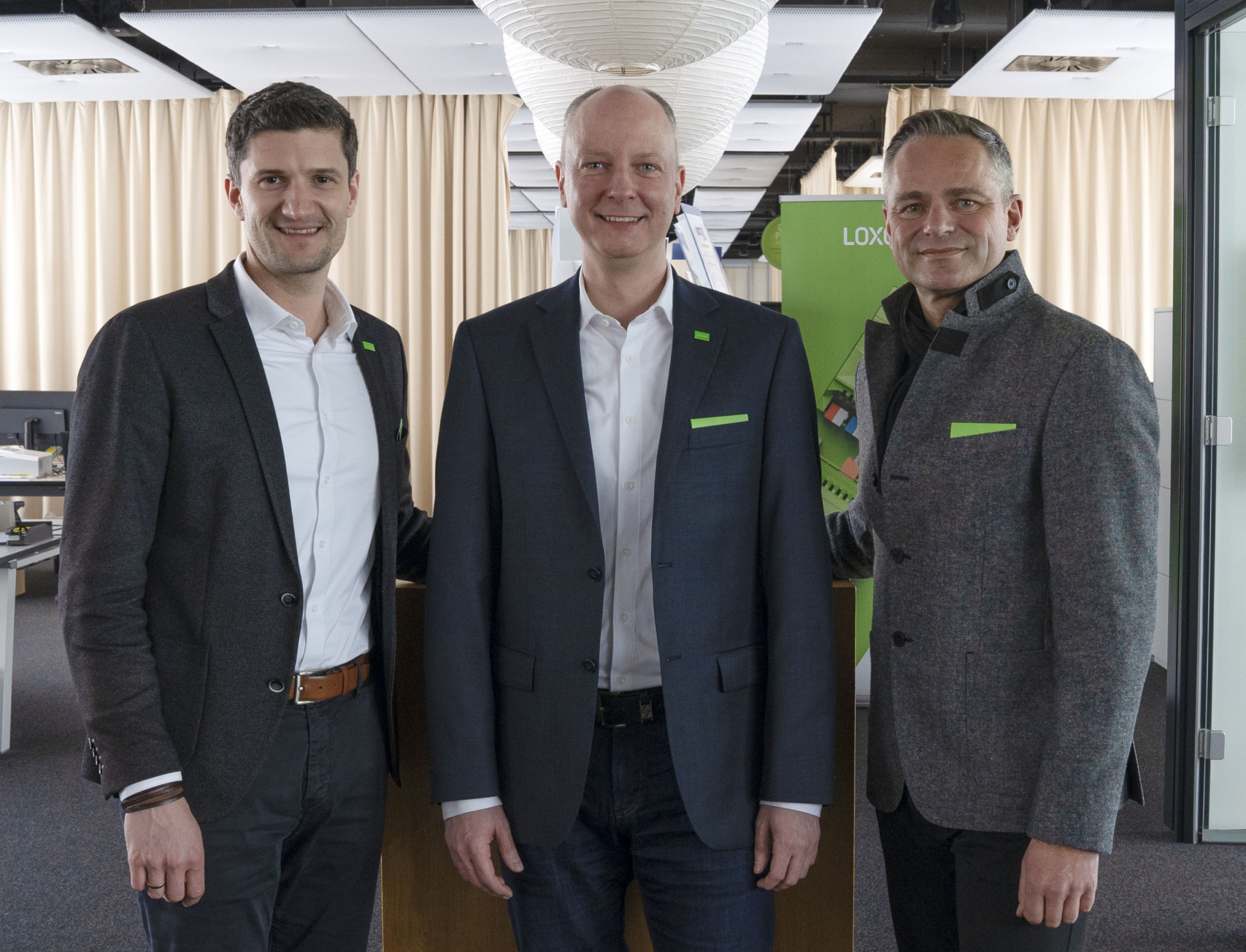 Personelle Veränderungen bei Loxone v.l.n.r.: Manuel Nader (CAA), Tino Kugler (MD Deutschland) und Rüdiger Keinberger (CEO)