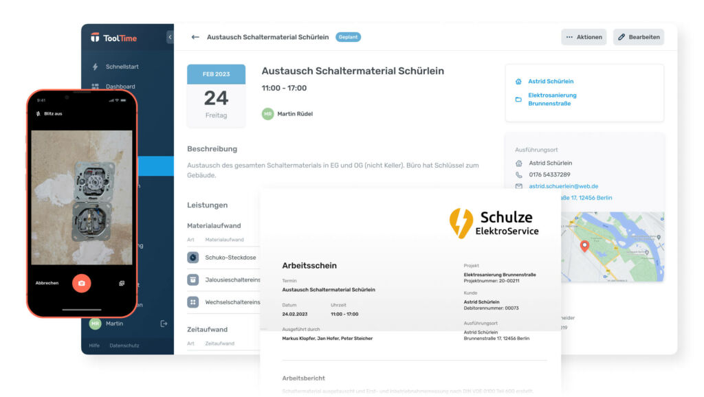 Mit der cloudbasierten Software ToolTime können administrative Abläufe digitalisiert und in einem zentralen Betriebssystem abgebildet werden.