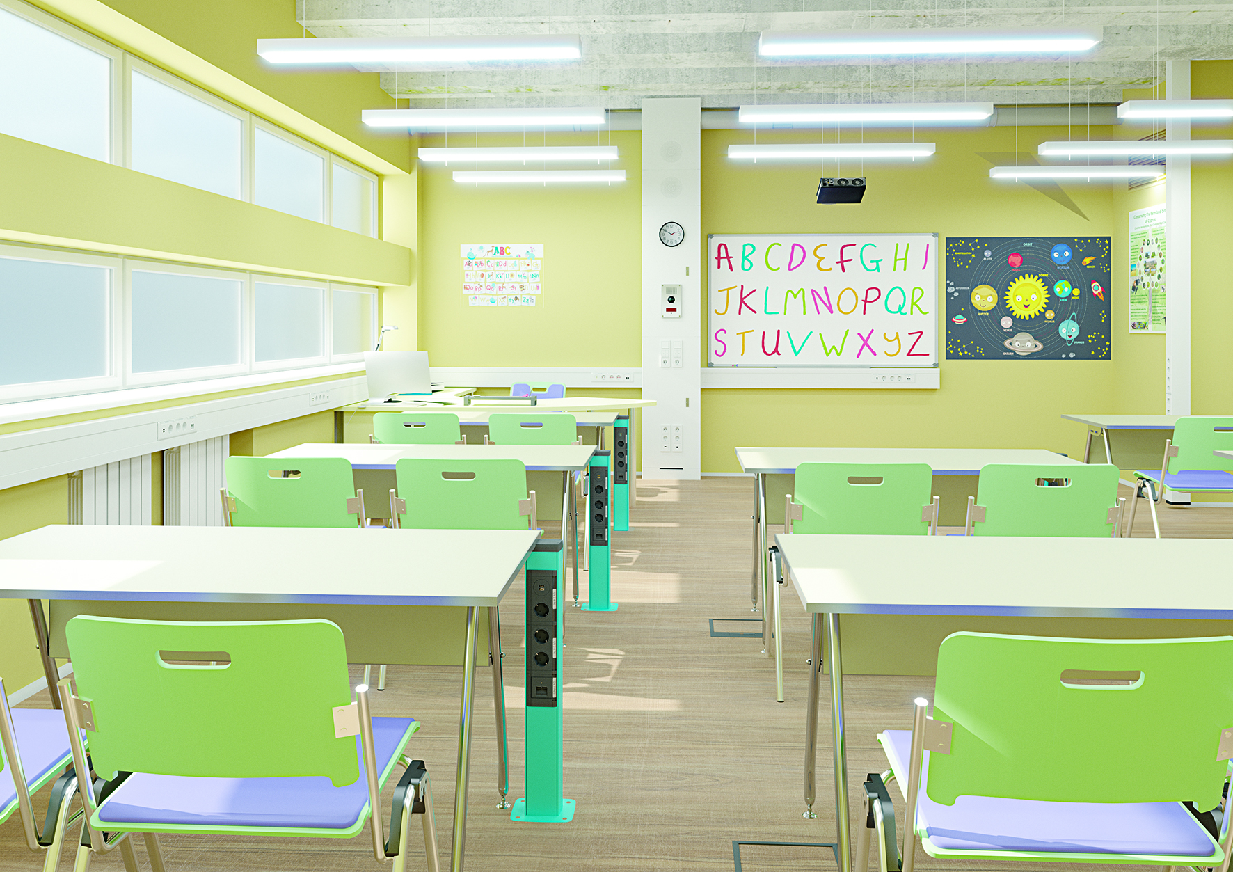 Mediensäule für moderne Schulungsräume