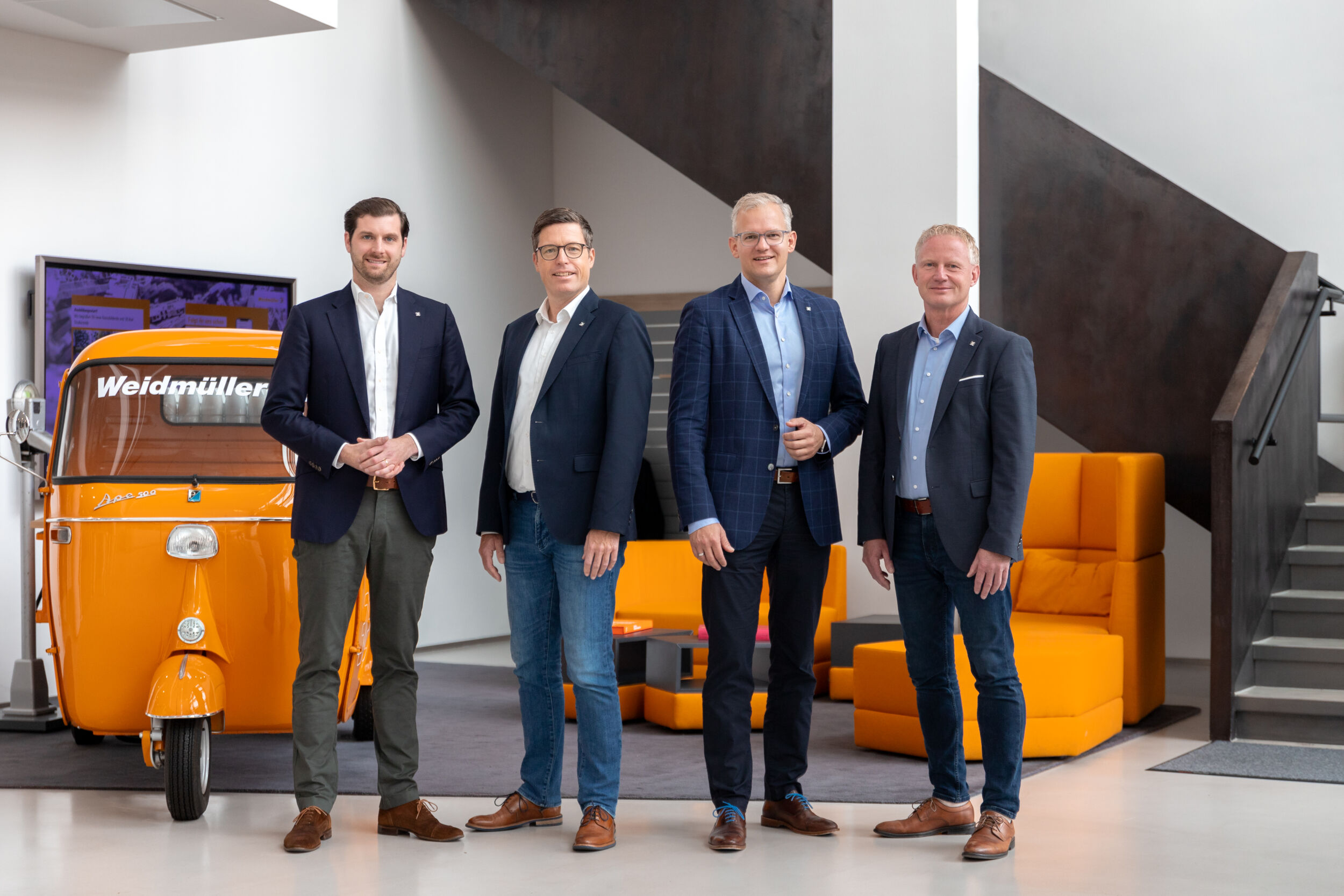 Der neu formierte Weidm&uuml;ller-Vorstand (v.l.n.r.): Dr. Christian von Toll (CSO), Dr. Timo Berger (CTO), Dr. Sebastian Durst (CEO) und Andr&eacute; Sombecki (CFO)