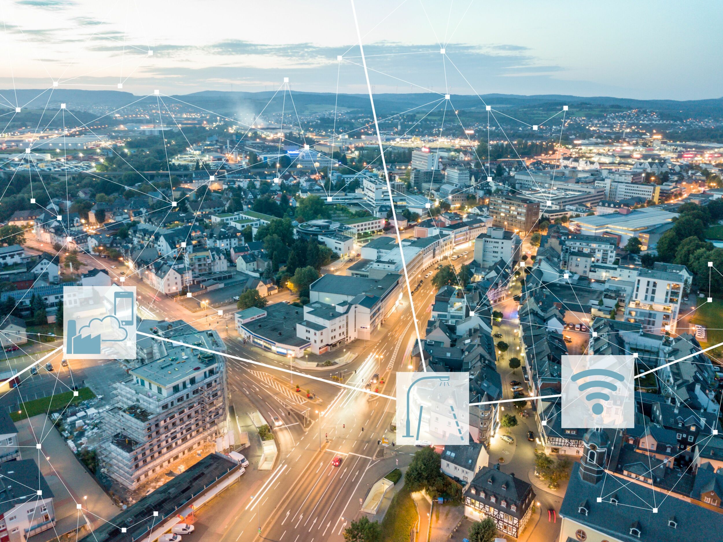 Kommunikationslösung für die Infrastruktur LoRaWAN verbindet die urbane Infrastruktur mit der Zukunft der IoT-Technologie.