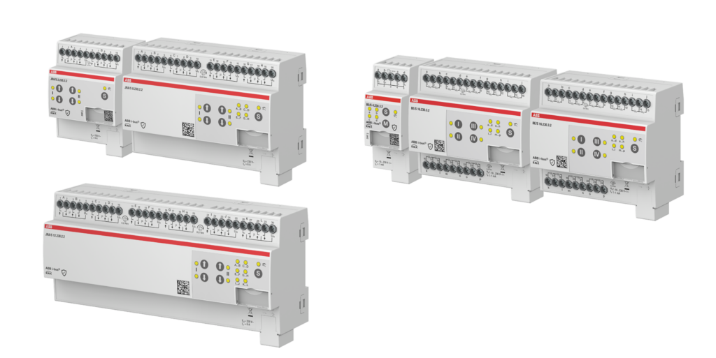 Die Kombination von Jalousie-/Rollladenaktoren (links) mit KNX-Binäreingängen (rechts) bietet eine smarte Möglichkeit, Rollläden in Abhängigkeit vom Fensterzustand zu steuern.