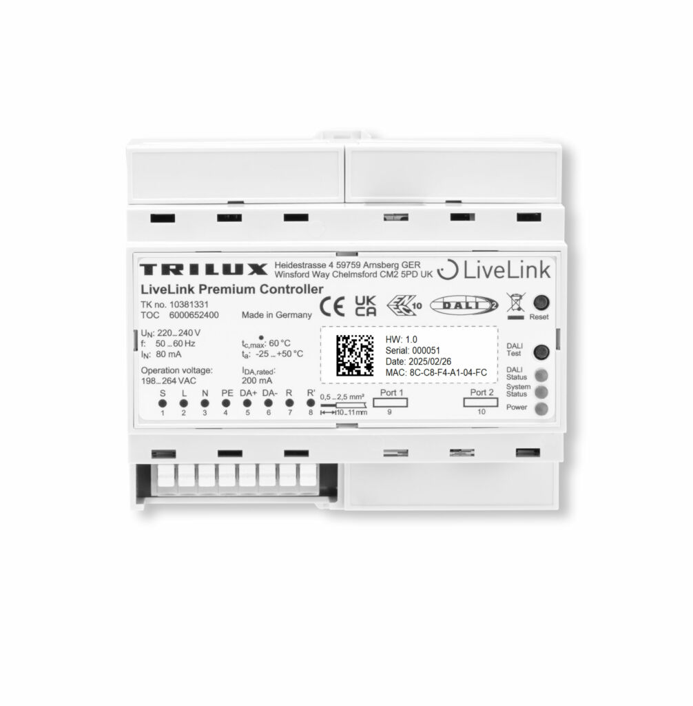 Der neue LiveLink Premium Controller steuert DALI-2-Anlagen mit bis zu 500 Teilnehmern und ist ideal für mittelgroße Projekte.