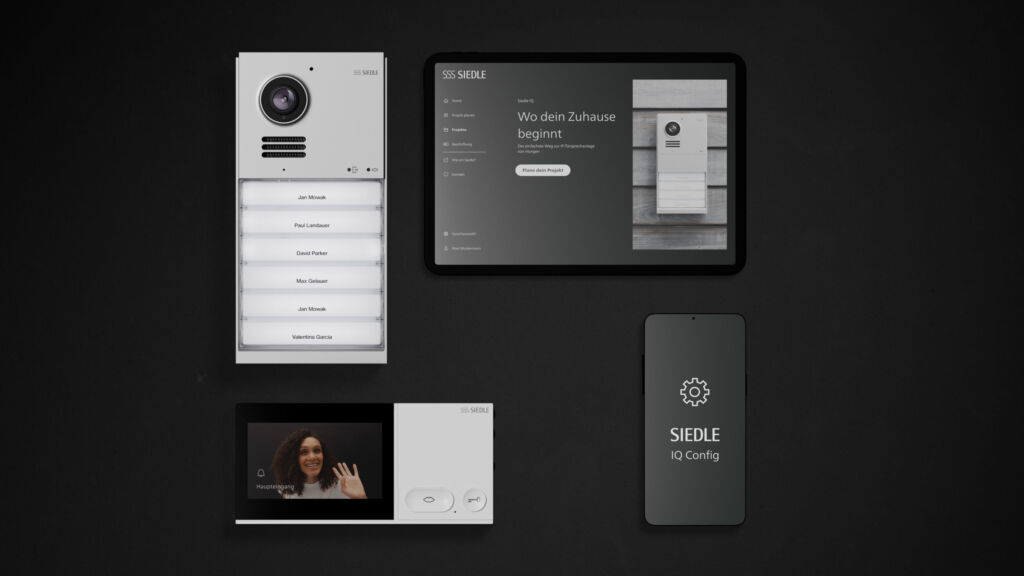 Siedle IQ ist das neue T&uuml;rkommunikationssystem von Siedle. Es besteht aus einer  Cloud-Plattform, digitalen Services und einer Video-Sprechanlage mit Apps.