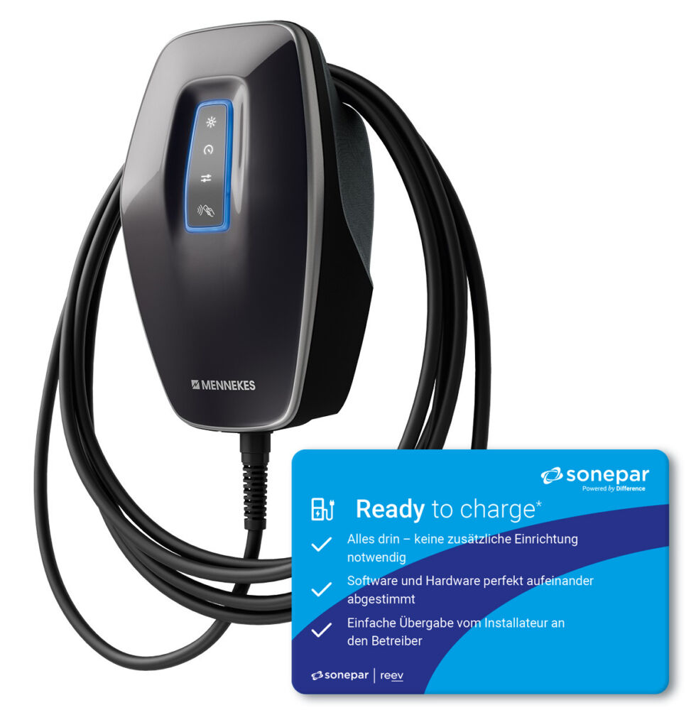 Mit Ready to charge bringt Sonepar gemeinsam mit Softwarepartner Reev eine Produktreihe für den effizienten und zukunftssicheren Aufbau von Ladeinfrastruktur an den Start. Erster Hardwarepartner zum Auftakt ist Mennekes.