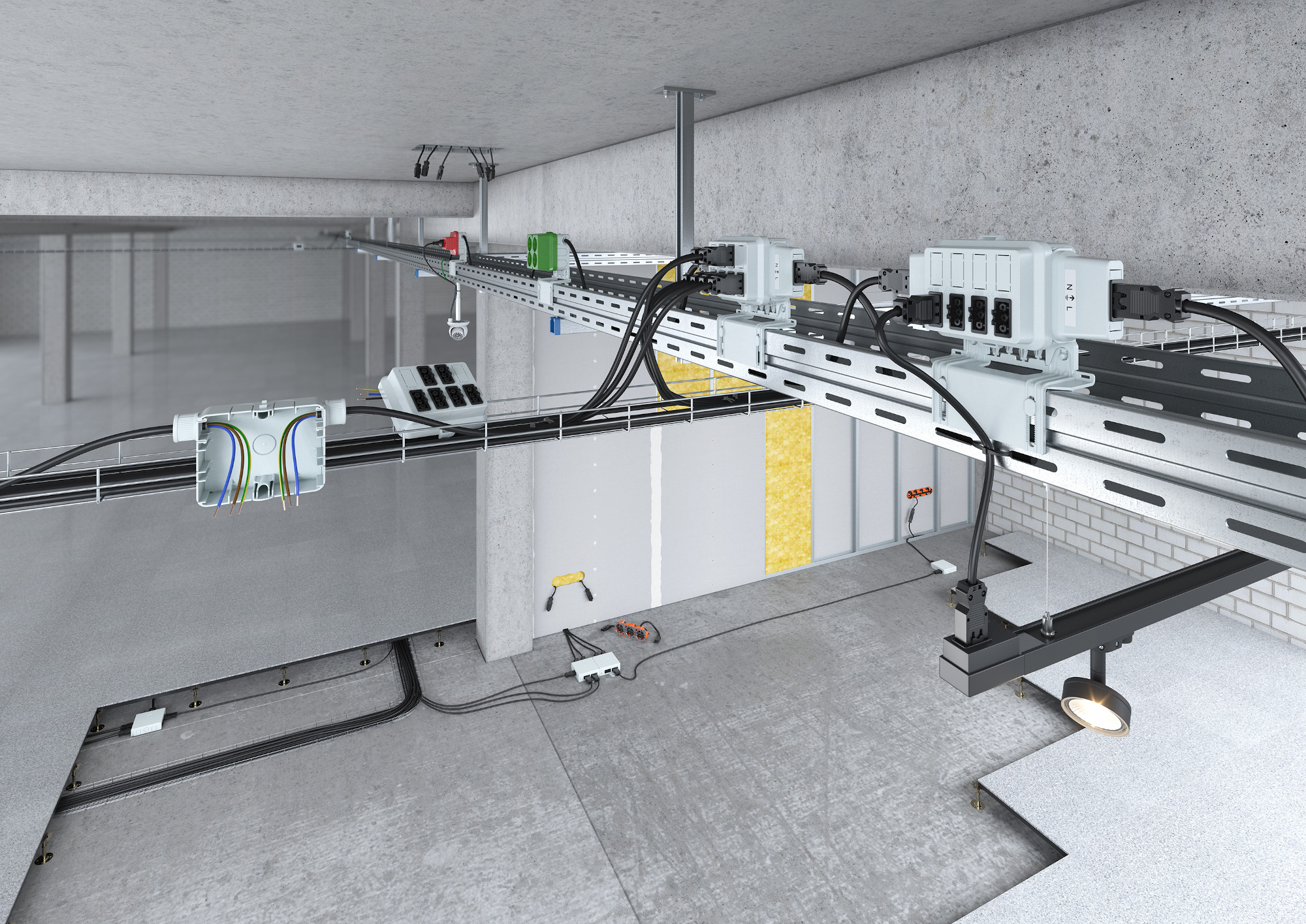 Mit steckbaren Systemen lässt sich die zeit- und kostenintensive Elektro-Installation auf der Baustelle optimieren.