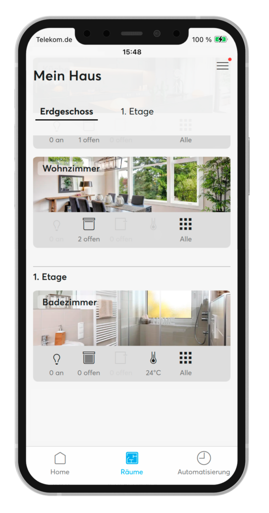 Die Parametrierung erfolgt über die Busch-free@Home Next App.