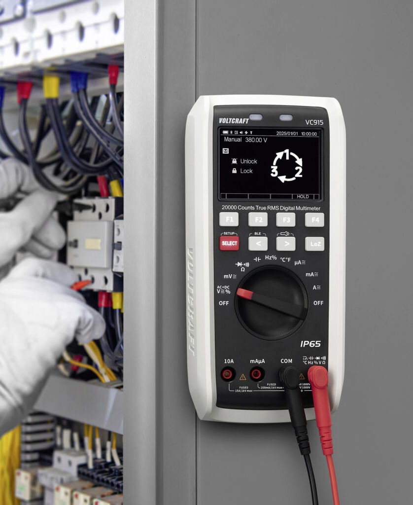 Punktet u.a. mit seinem transflektiven Display, ins Geh&auml;use integrierten Neodym-Magneten sowie Datenlogger-Funktion: das VC-915 von Voltcraft.