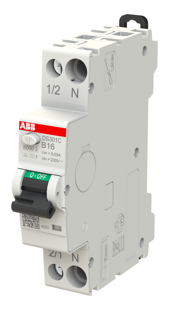 Der FI/LS-Schutzschalter DS301CF Typ F für System pro M Compact vereint Fehlerstrom-, Überlast- und Kurzschlussschutz auf nur einer Teilungseinheit.