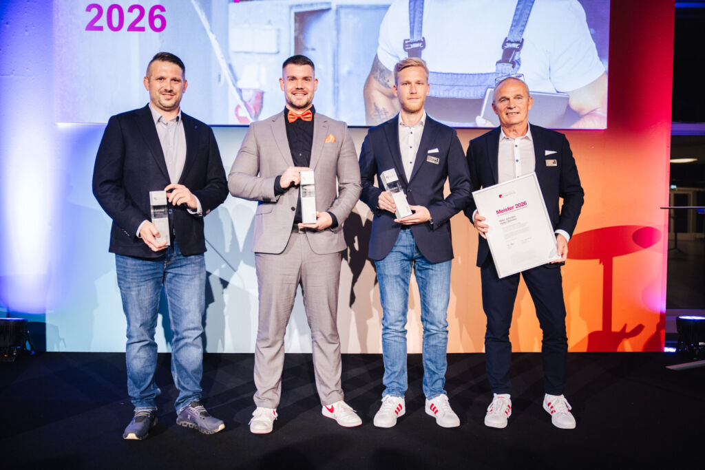 Die Preisträger des Meister-Gründerpreis 2026, v.l.n.r.: Sascha Selinger, TobiasNoll, Mike Johrden, Heiko Stöcker