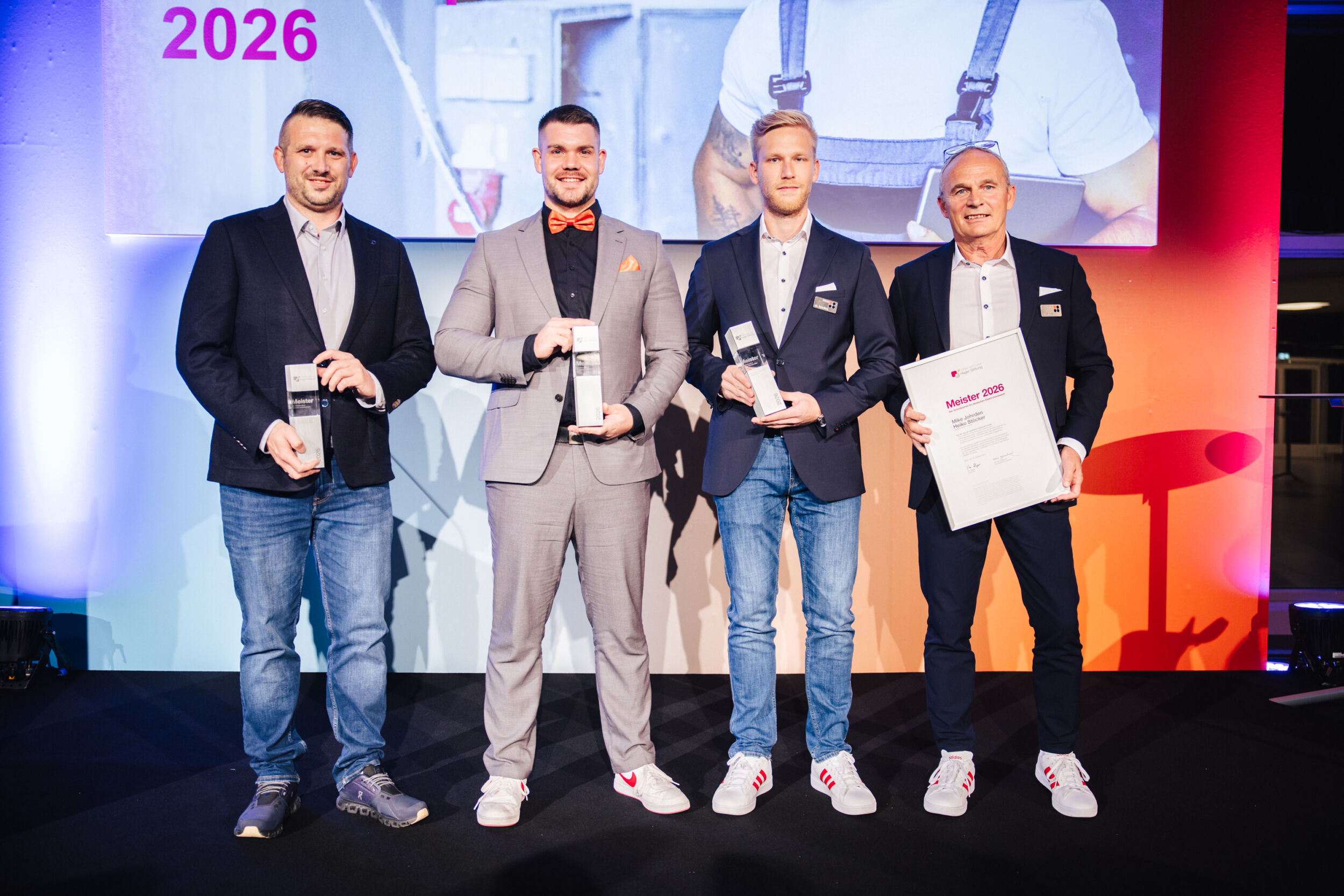 Die Preisträger des Meister-Gründerpreis 2026, v.l.n.r.: Sascha Selinger, TobiasNoll, Mike Johrden, Heiko Stöcker