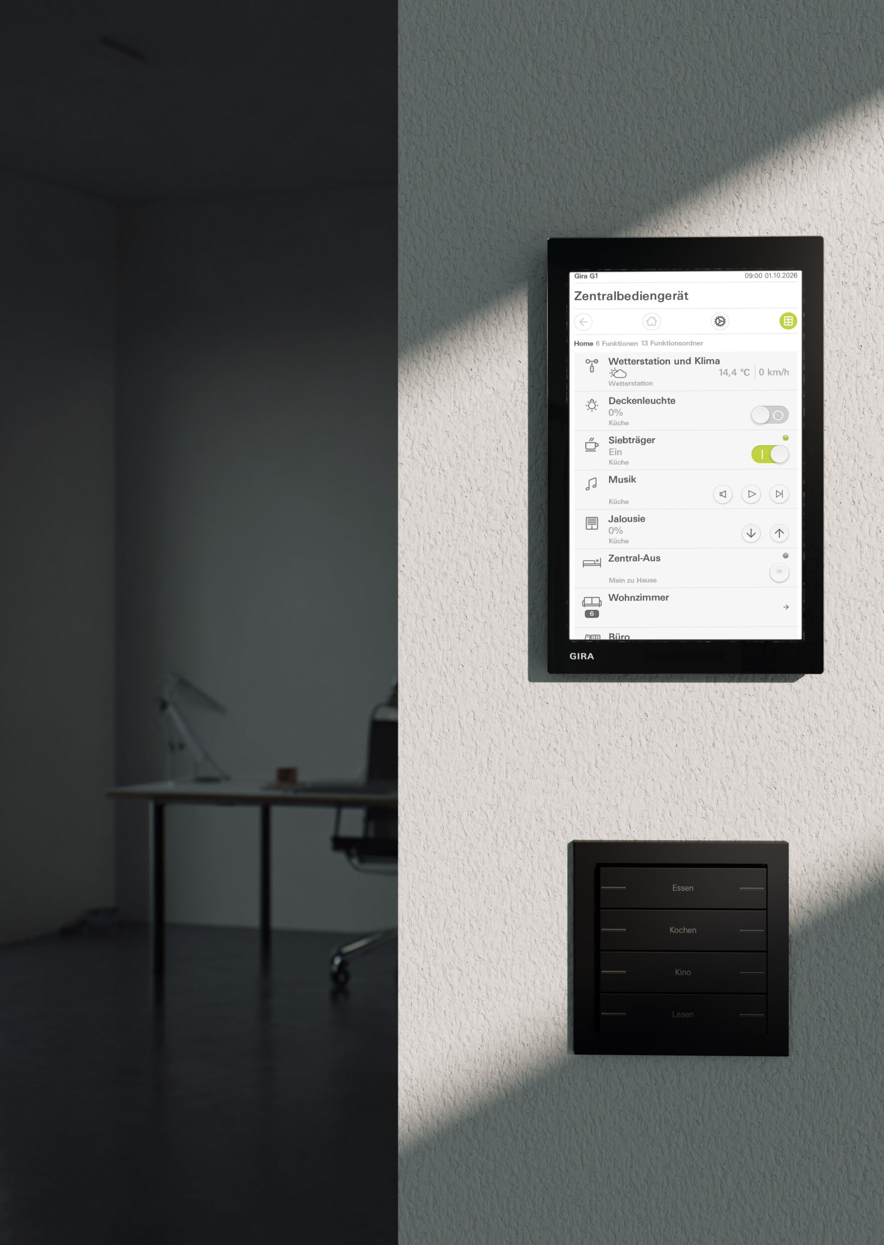 Gira G1 Gira TS4 70 Milieu Arbeitszimmer
