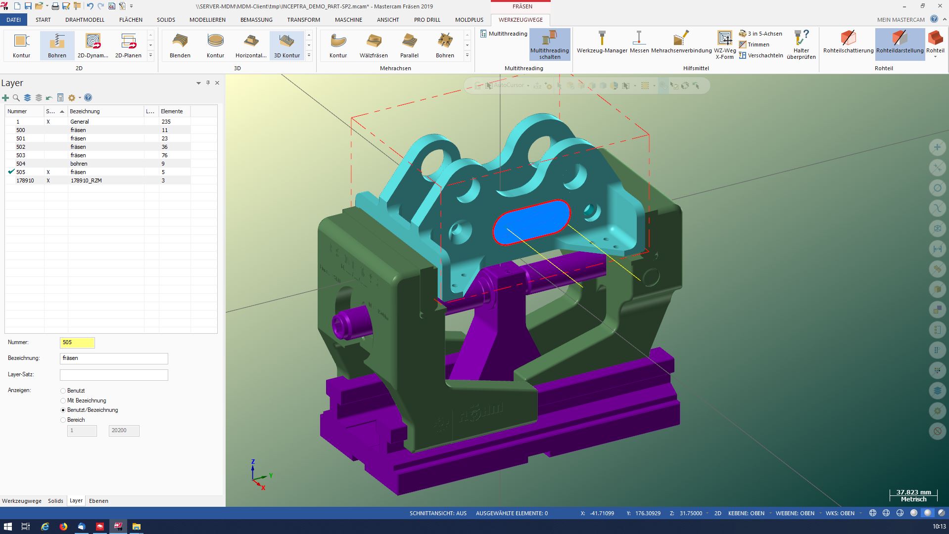 Auf Basis der gemeinsamen Datenbank f&uuml;r das modifizierte CAD-Modell wurde das CNC-Programm in Mastercam programmiert - basierend auf dem effizientesten Prozess- und Werkzeugweg sowie unter Ber&uuml;cksichtigung der Aufspannsituation.