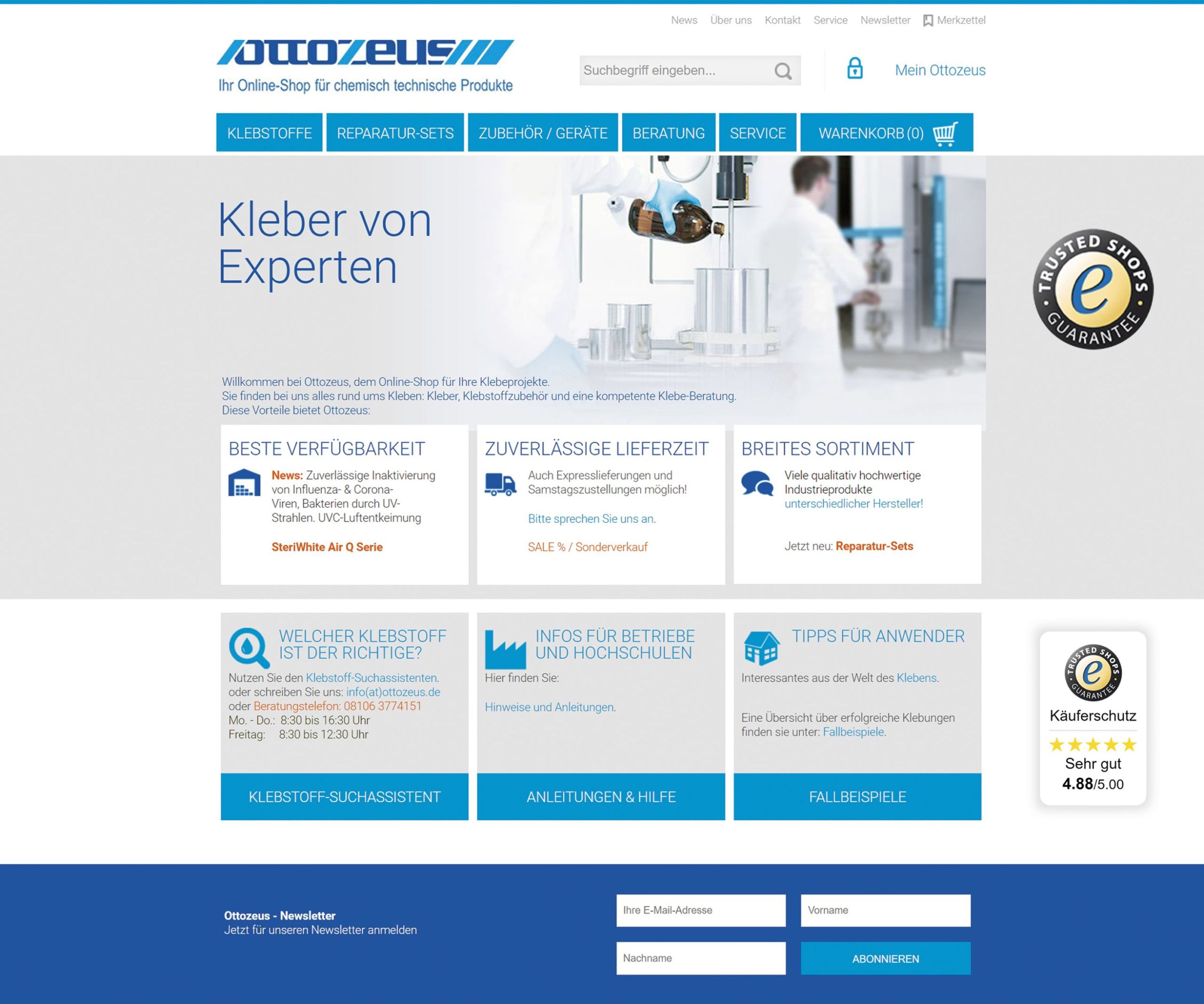 Klebstoff-Online-Shop mit Mehrwert