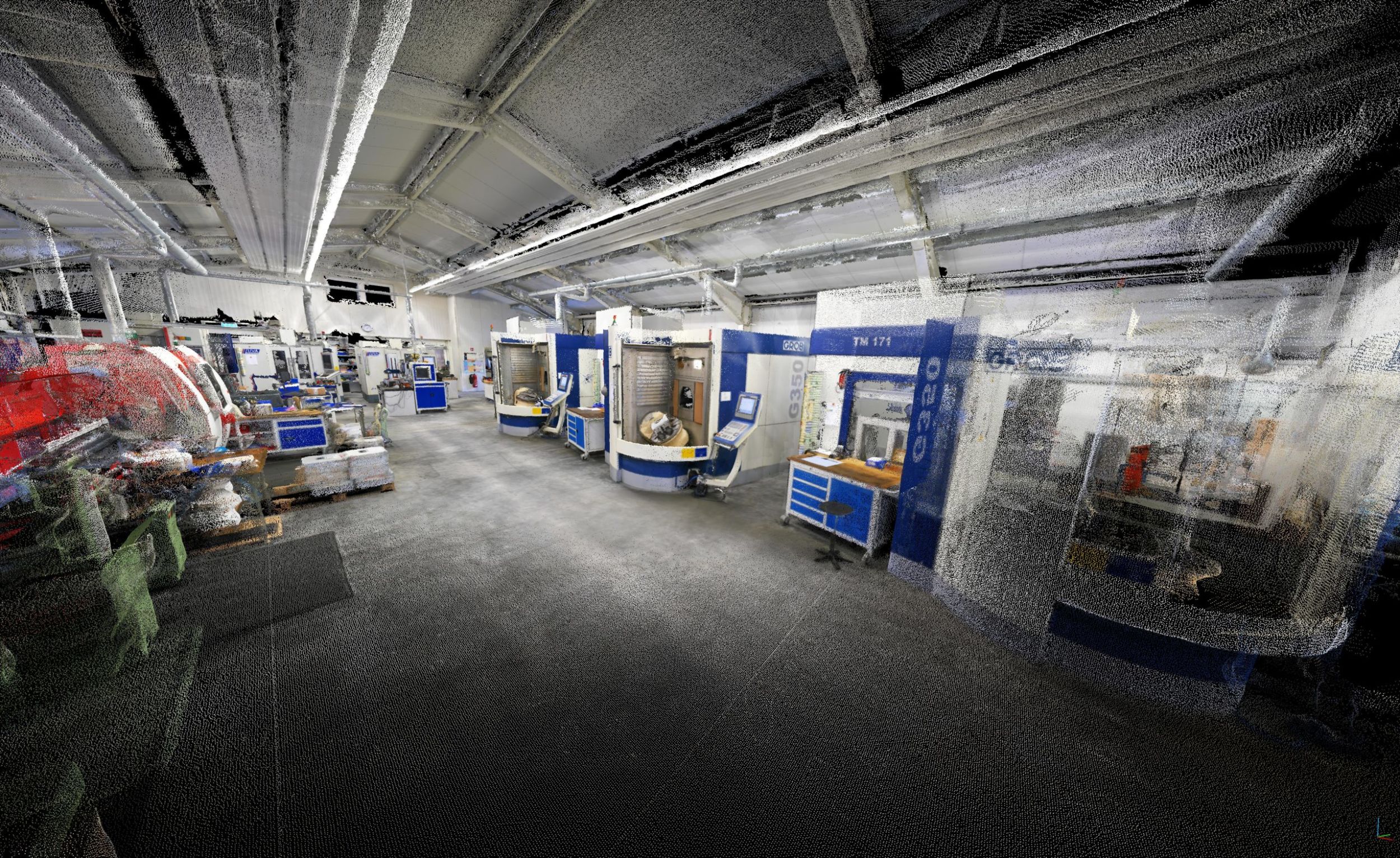 Fabrik in Punktwolken - erstellt von der digitalen Zwillingsl&ouml;sung NavVis.