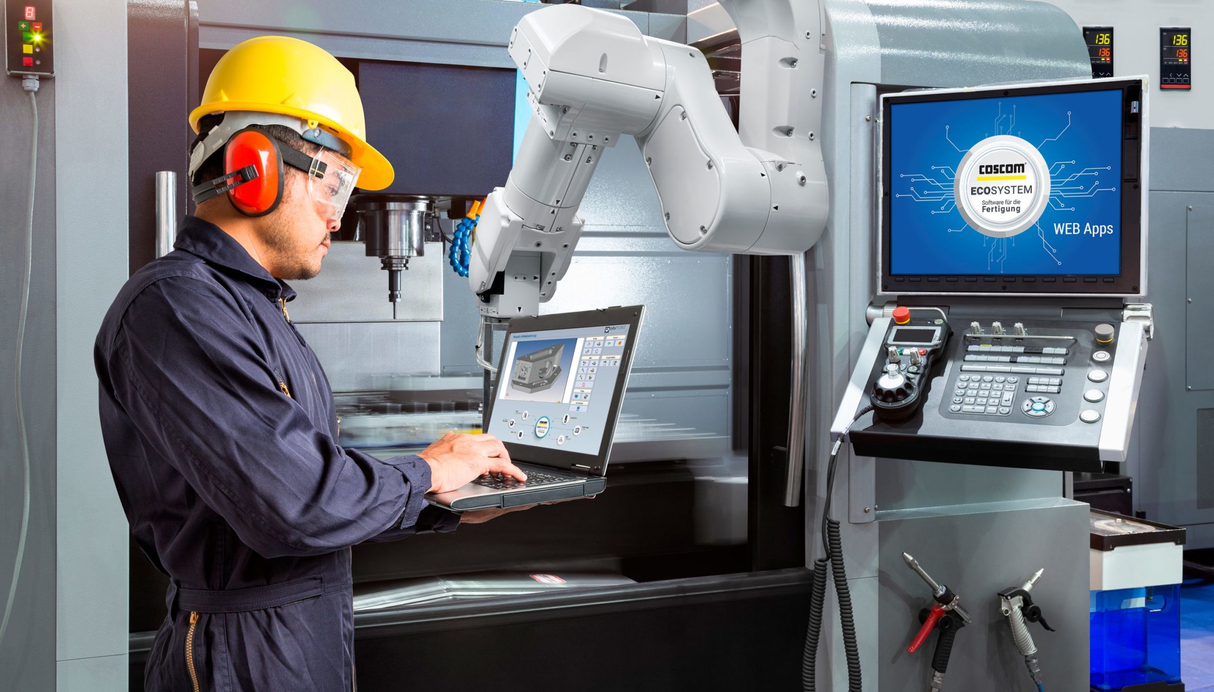 Digitalisierung + Vernetzung im Fokus: Mit Coscom Shopfloor-IT gelingt die Verkn&uuml;pfung von der 'Office' Ebene (Top-Floor) mit der Produktionsebene (Shopfloor), sowohl horizontal als auch vertikal.