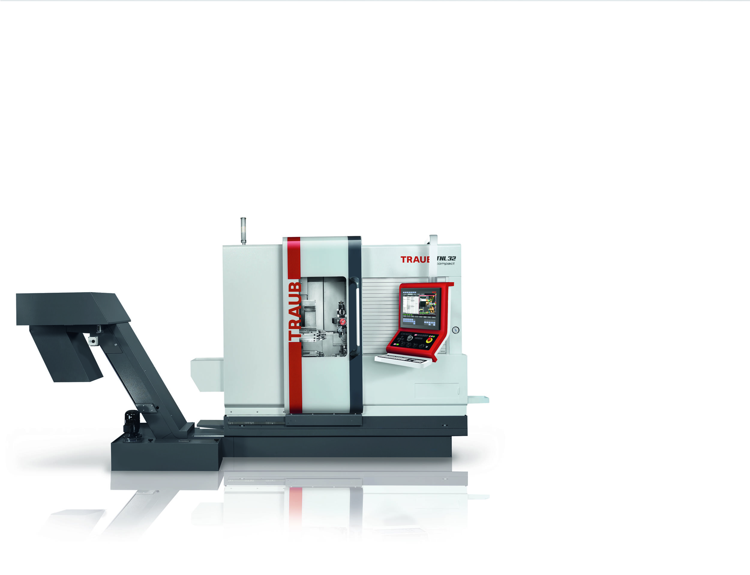 Der Langdrehautomat Traub TNL32 compact mit geringem Platzbedarf bietet produktives Lang- und Kurzdrehen f&uuml;r Werkst&uuml;cke mittlerer und hoher Komplexit&auml;t.