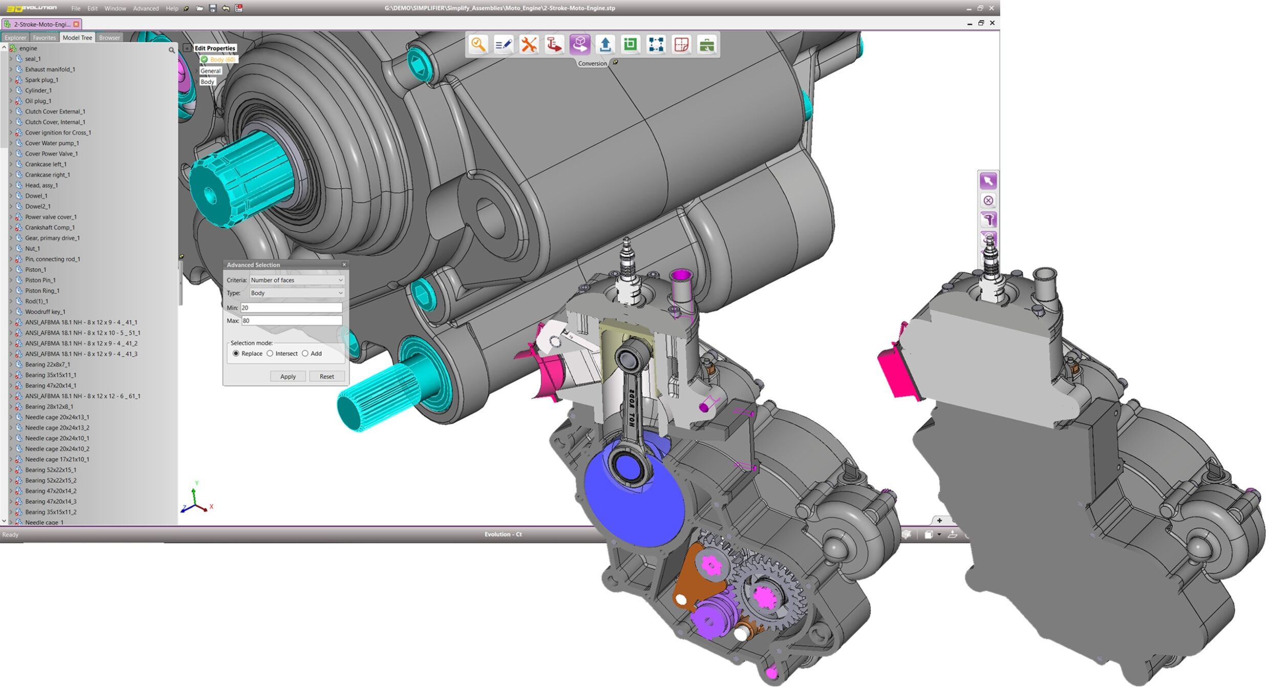 3D-Vereinfachungsfunktion für komplexe Teile