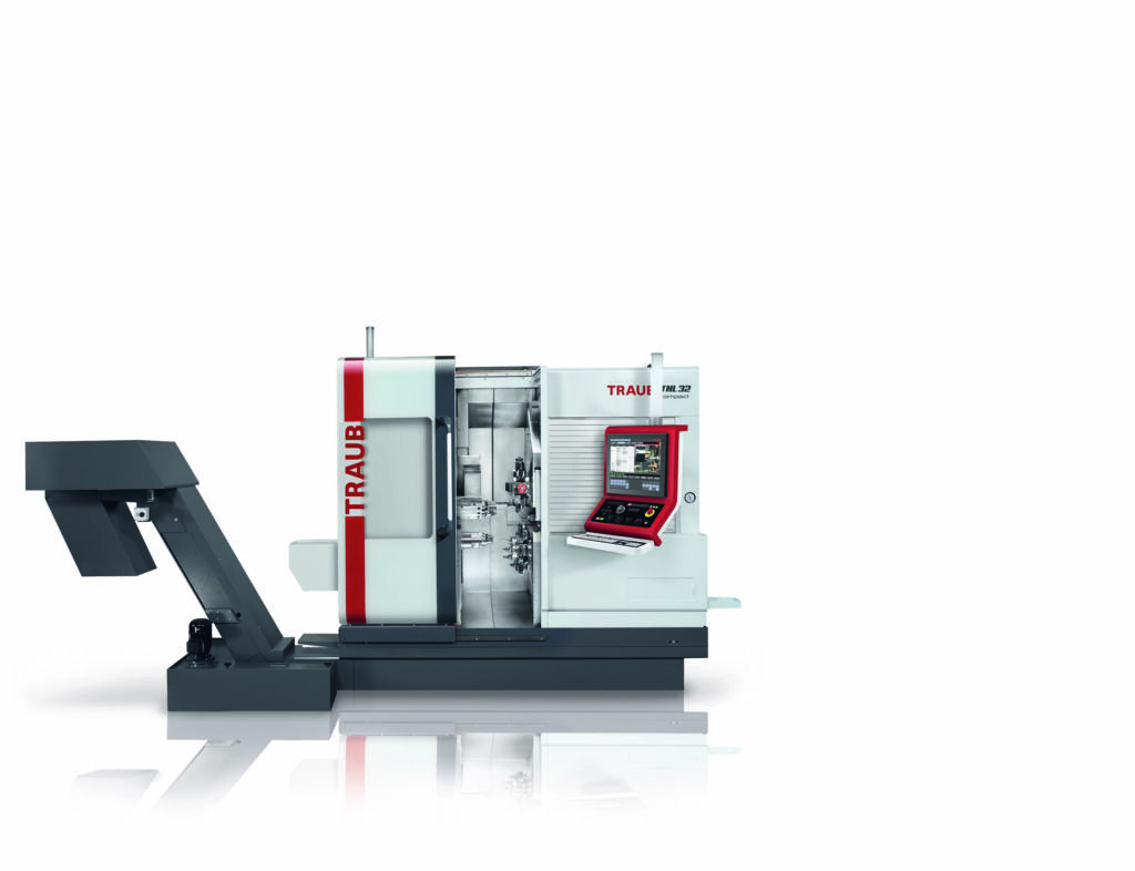 Der Lang-Kurzdrehautomat Traub TNL32compact kombiniert den geringen Platzbedarf der TNL20 nun mit einem Stangendurchlass von 32mm.