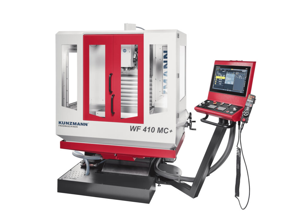 Kunzmann pr&auml;sentiert erstmals die Universal-Fr&auml;smaschine WF 410 MC+ mit der neuen Bahnsteuerung Heidenhain TCN7 basic und Multi-Touch-Bildschirm.