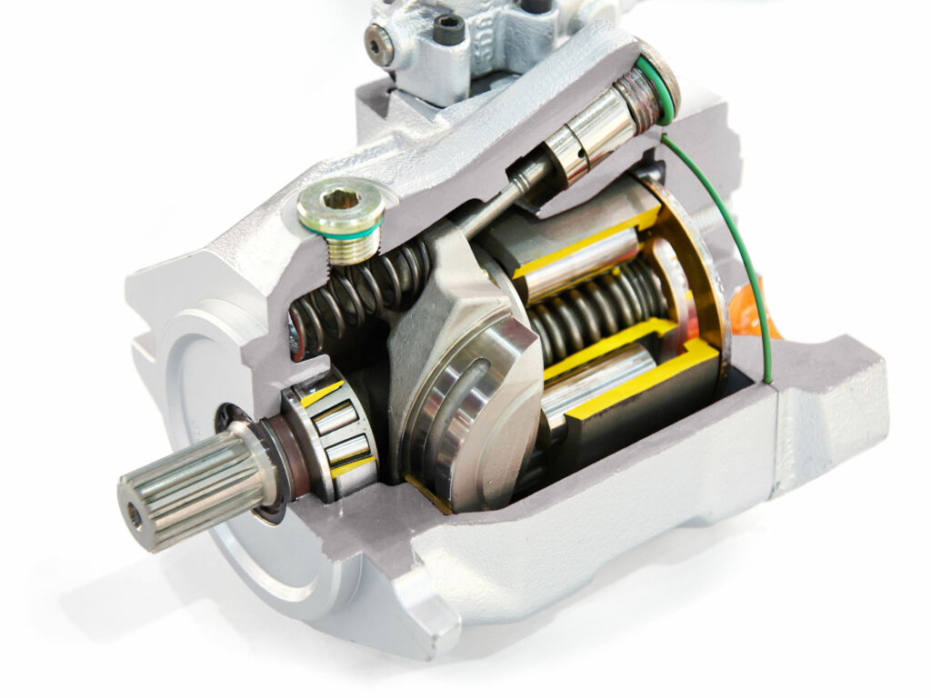 Axialkolbenmaschinen wandeln hydraulische in mechanische Energie bzw. mechanische in hydraulische Energie um. Enorme Stabilit&auml;t und eine ausgezeichnete innere Abdichtung gestatten dementsprechend hohe Dr&uuml;cke.