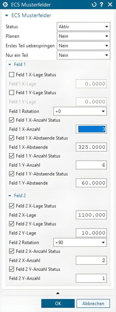 Eingabe-Maske f&uuml;r den CAM-Programmierer in NX-CAM