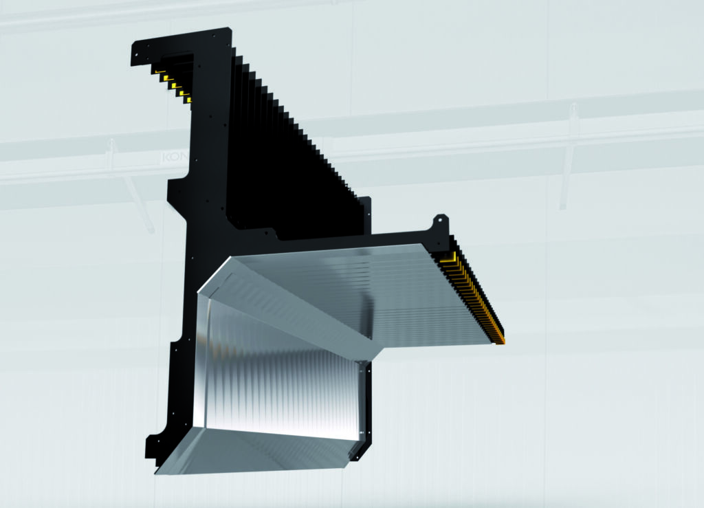 Ideal f&uuml;r die CNC-Bearbeitung: Der Faltenbalg Samurai von Hema sch&uuml;tzt durch eine zus&auml;tzliche Schicht aus Edelstahl-Lamellen vor scharfen Sp&auml;nen.