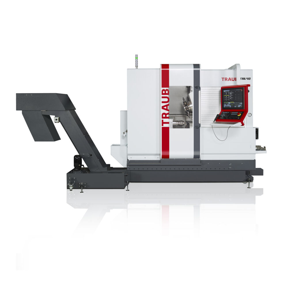 Maschinen-Highlight auf der EMO Hannover 2025: Traub Produktionsdrehautomat TNK40 als reiner Kurzdreher &ndash; entwickelt auf Basis des Lang-Kurzdrehautomaten Traub TNL32 compact.