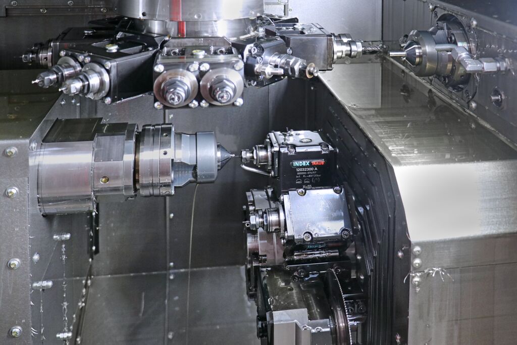 Haager zerspant auf der Traub TNL32 compact unter anderem Bauteile mit Laufzeiten von bis zu 48 Minuten und 0% Drehanteil. M&ouml;glich macht das die Ausstattung mit neun Linearachsen, zwei Revolvern (der obere mit B-Achse), einem R&uuml;ckapparat mit vier Stationen und einer autonomen Gegenspindel.