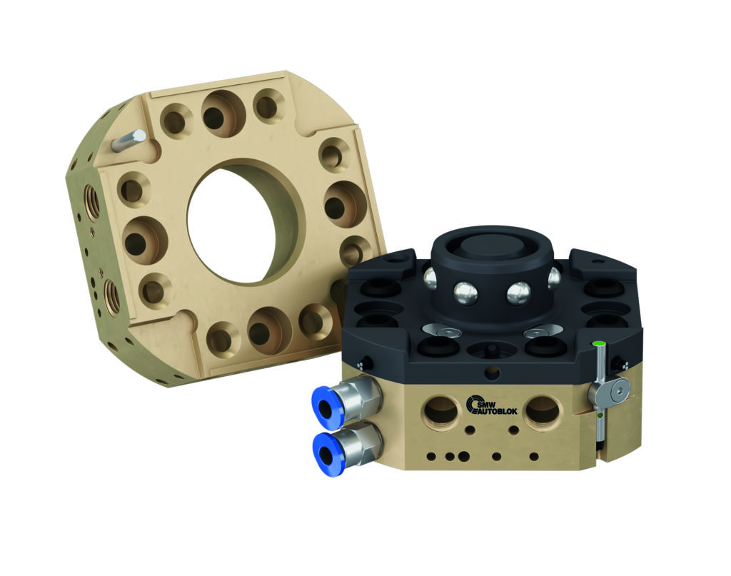 Das AcuGrip-TC von SMW bildet die praktischen Anforderungen ab, die das End-of-Arm-Tooling (EOAT) an den Werkzeugwechsel stellt. 