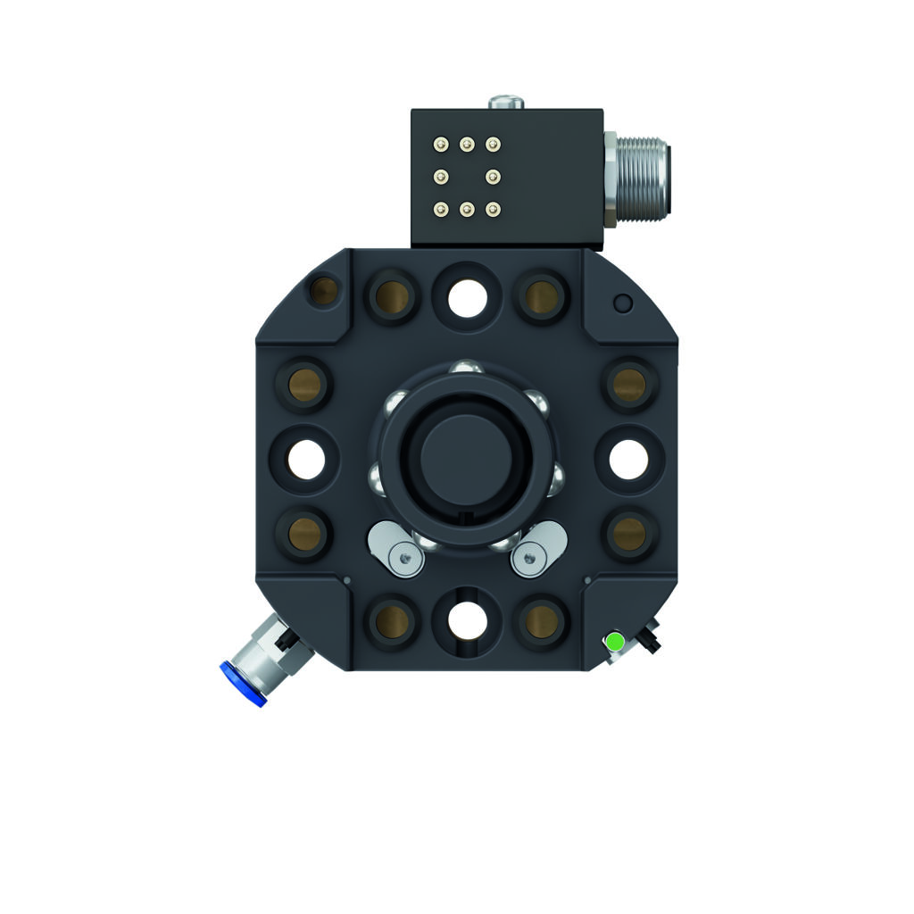 Die Roboterseite des AcuGrip-TC; hier wird das System pneumatisch verriegelt und sensorisch überwacht.