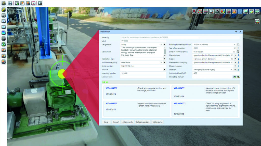 Auch Informationen und Wartungsprotokolle können direkt
an der entsprechenden Anlage verortet werden.